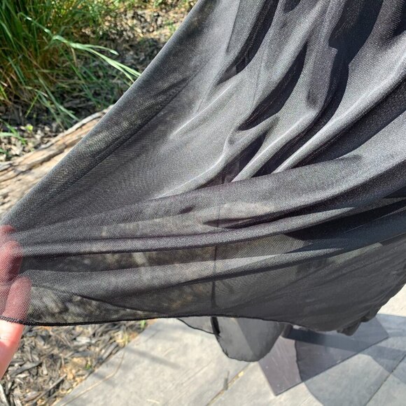 Y2K Whimsigoth Fairy Halter Dress Black Sheer Chiffon Lace High Low Hem - Picture 4 of 9